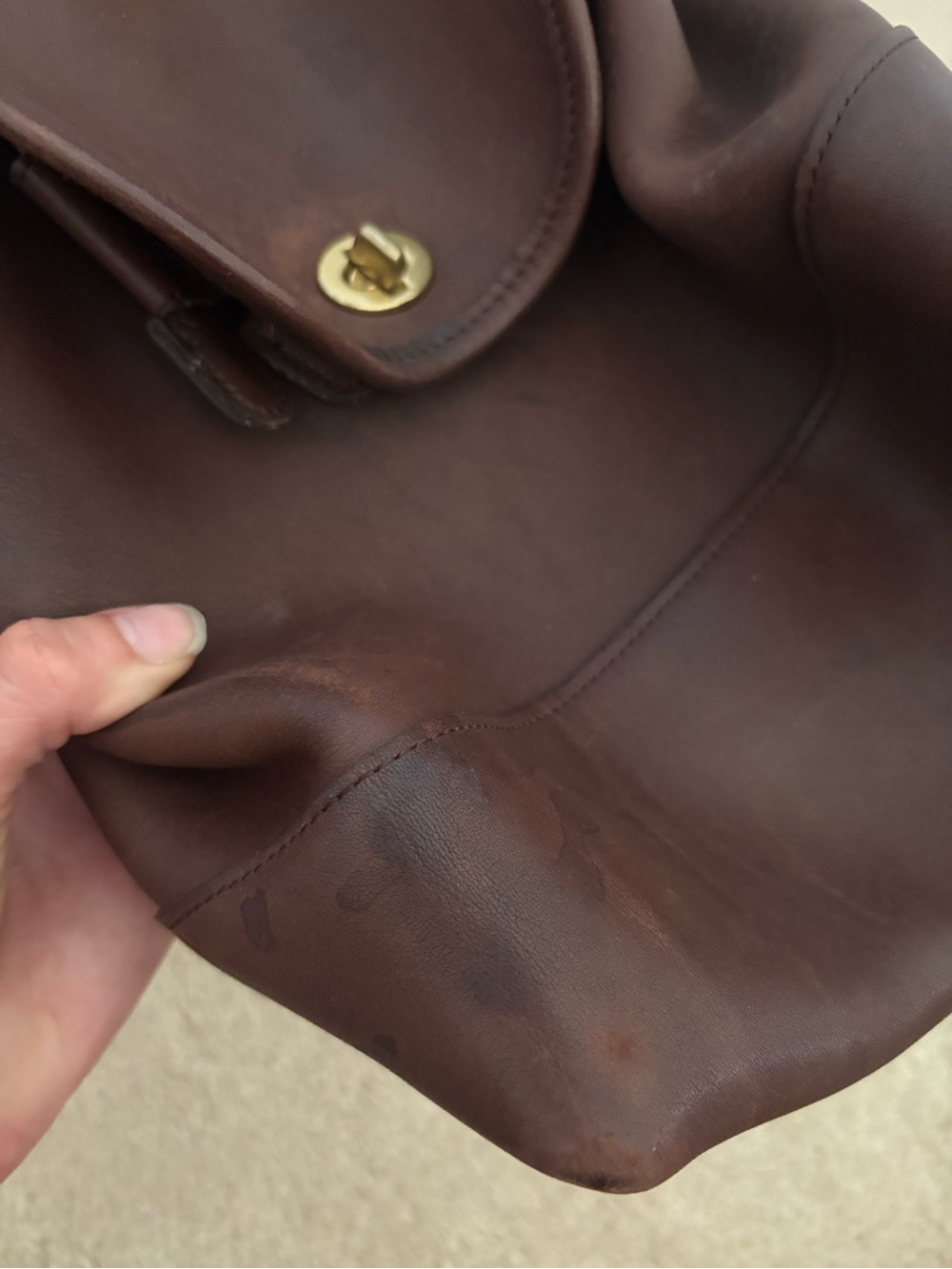 Vintage Brown Leather Coach Backpack - Picture 4 of 7
